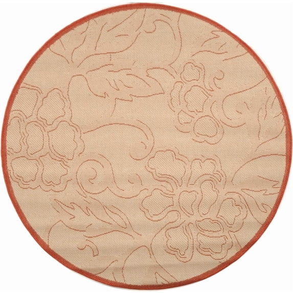 Safavieh Courtyard Helen Floral Indoor/Outdoor Area Rug, Natural/Terracotta, 5'3" x 5'3" Round