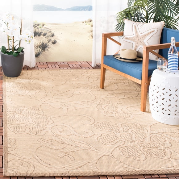 Safavieh Courtyard Helen Floral Indoor/Outdoor Area Rug, Natural/Brown, 5'3" x 7'7"