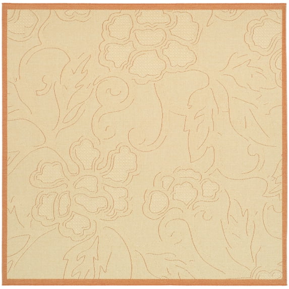 Safavieh Courtyard Helen Floral Indoor/Outdoor Area Rug, Natural/Terracotta, 7'10" x 7'10" Square
