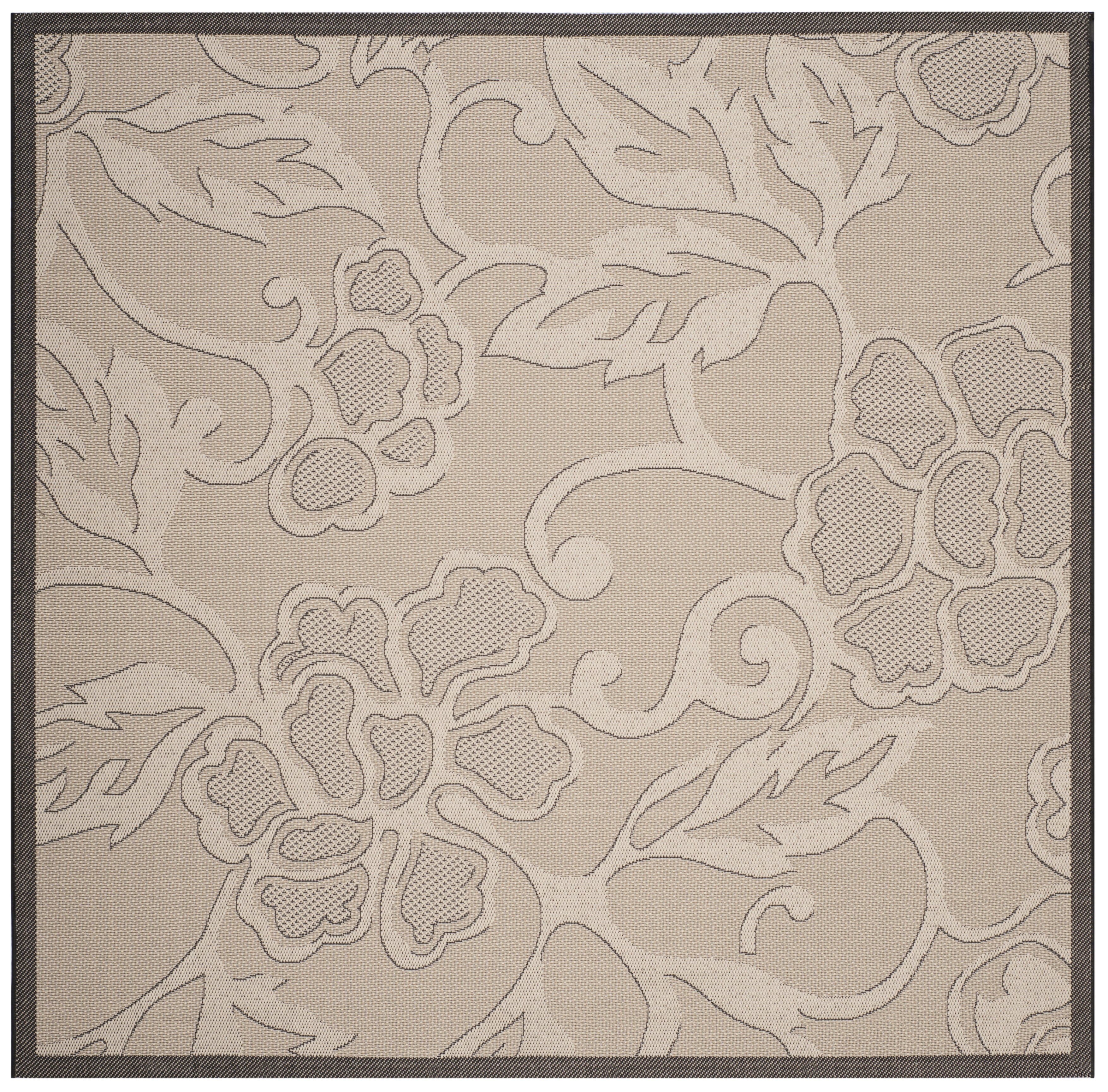 Safavieh Courtyard Helen Floral Indoor/Outdoor Area Rug, Sand/Black, 7'10" x 7'10" Square