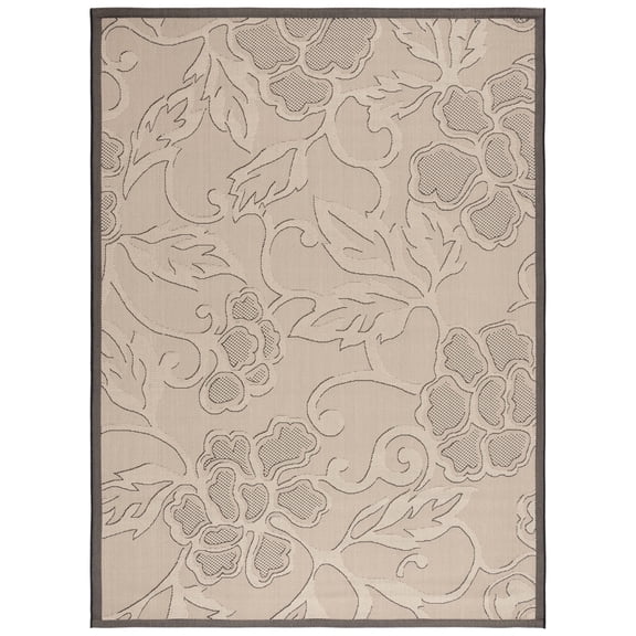 Safavieh Courtyard Helen Floral Indoor/Outdoor Area Rug, Sand/Black, 8' x 11'