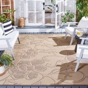 Safavieh Courtyard Helen Floral Indoor/Outdoor Area Rug, Sand/Black, 8 x 11