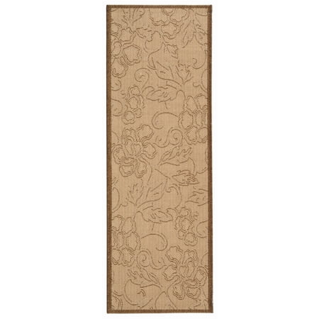 Safavieh Courtyard Helen Floral Indoor/Outdoor Runner Rug, Natural/Brown, 2'3" x 6'7"