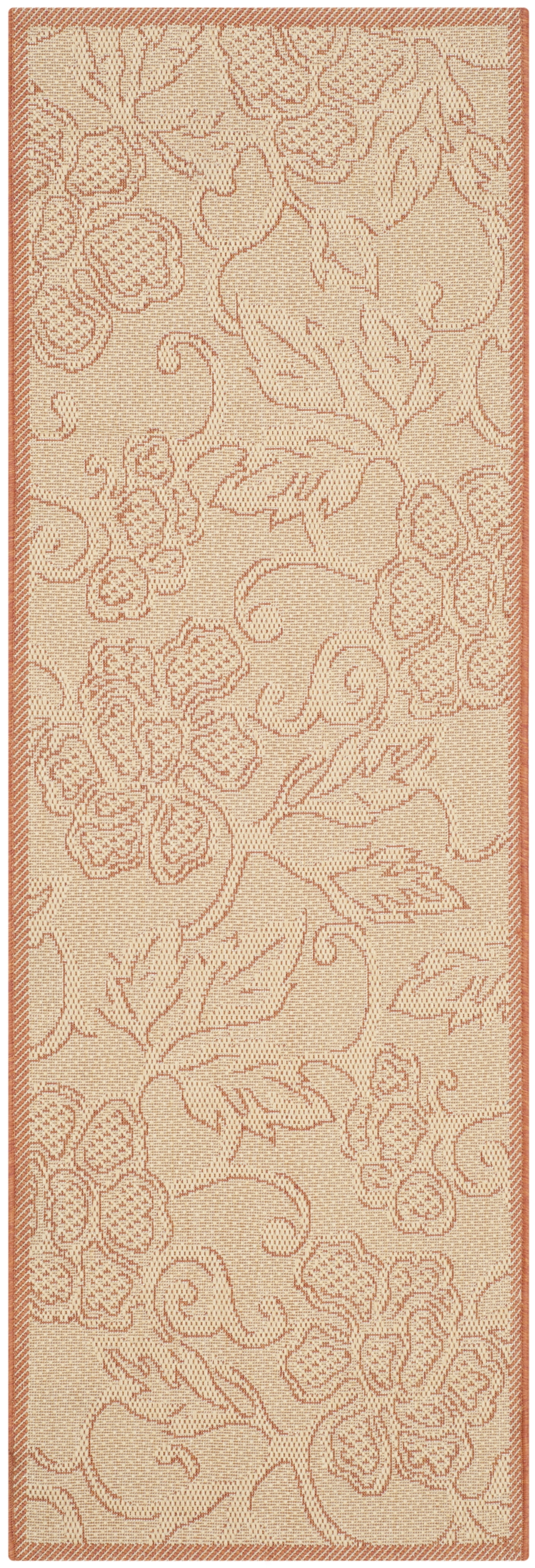 Safavieh Courtyard Helen Floral Indoor/Outdoor Runner Rug, Natural/Terracotta, 2'3" x 6'7"