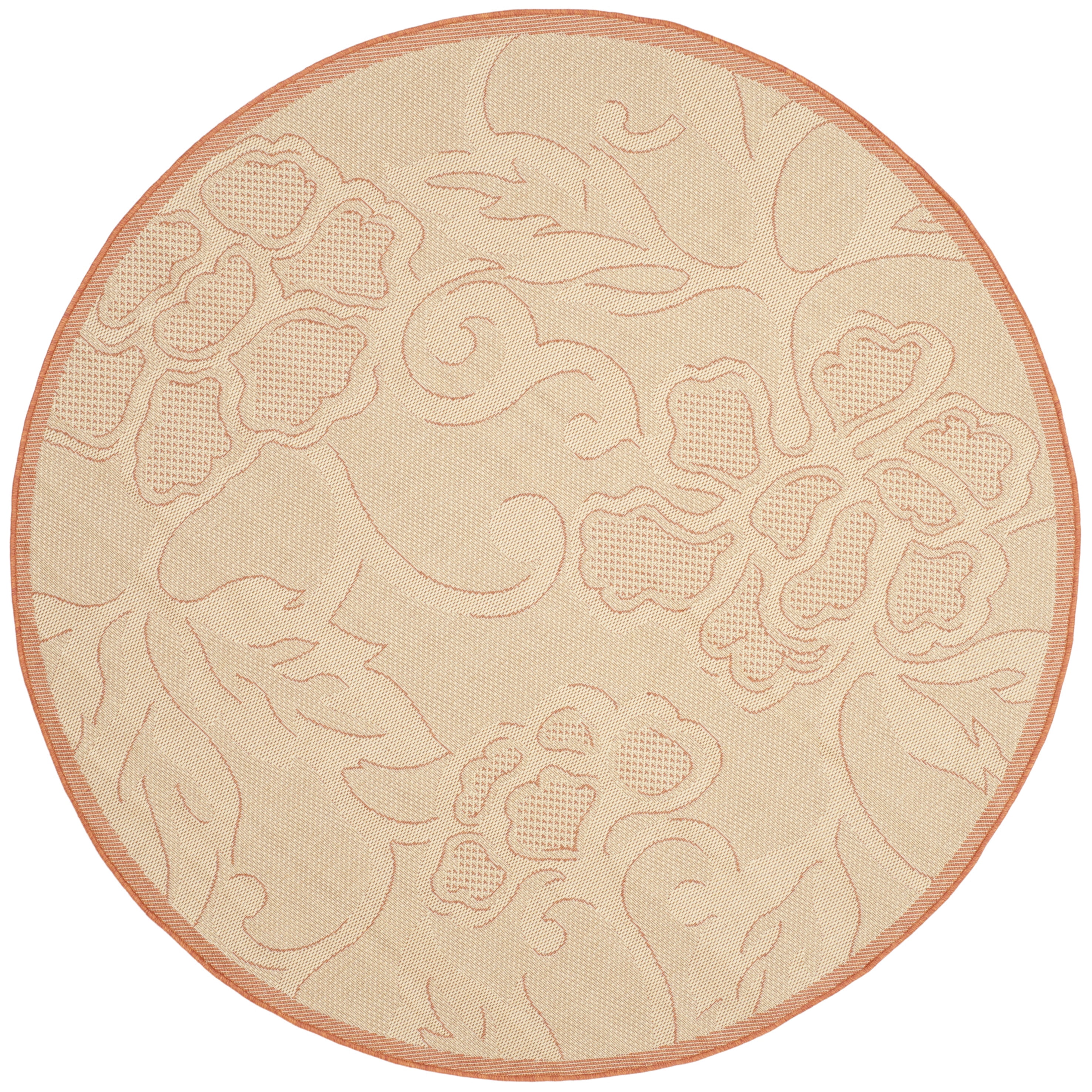 Safavieh Courtyard Helen Floral Indoor/Outdoor Area Rug, Natural/Terracotta, 6'7" x 6'7" Round
