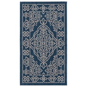 SAFAVIEH Courtyard Henrietta Medallion Indoor/Outdoor Area Rug, Navy/Beige, 2' x 3'7"