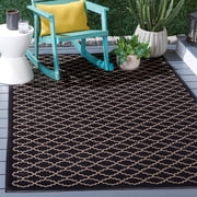 Safavieh Courtyard Hilbert Geometric Indoor/Outdoor Area Rug, Black/Beige, 5'3" x 7'7"