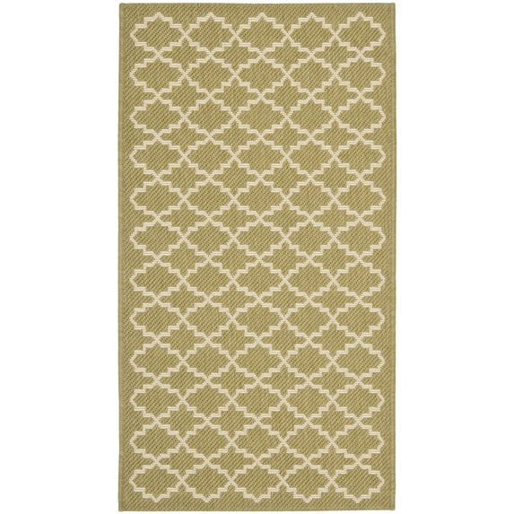 Safavieh Courtyard Hilbert Geometric Indoor/Outdoor Area Rug, Green/Beige, 2' x 3'7"