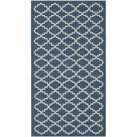 Safavieh Courtyard Hilbert Geometric Indoor/Outdoor Area Rug, Navy/Beige, 2'7" x 5'