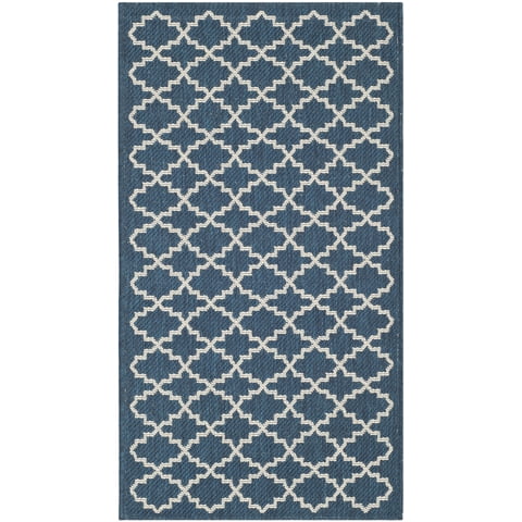 Safavieh Courtyard Hilbert Geometric Indoor/Outdoor Area Rug, Navy/Beige, 2'7" x 5'