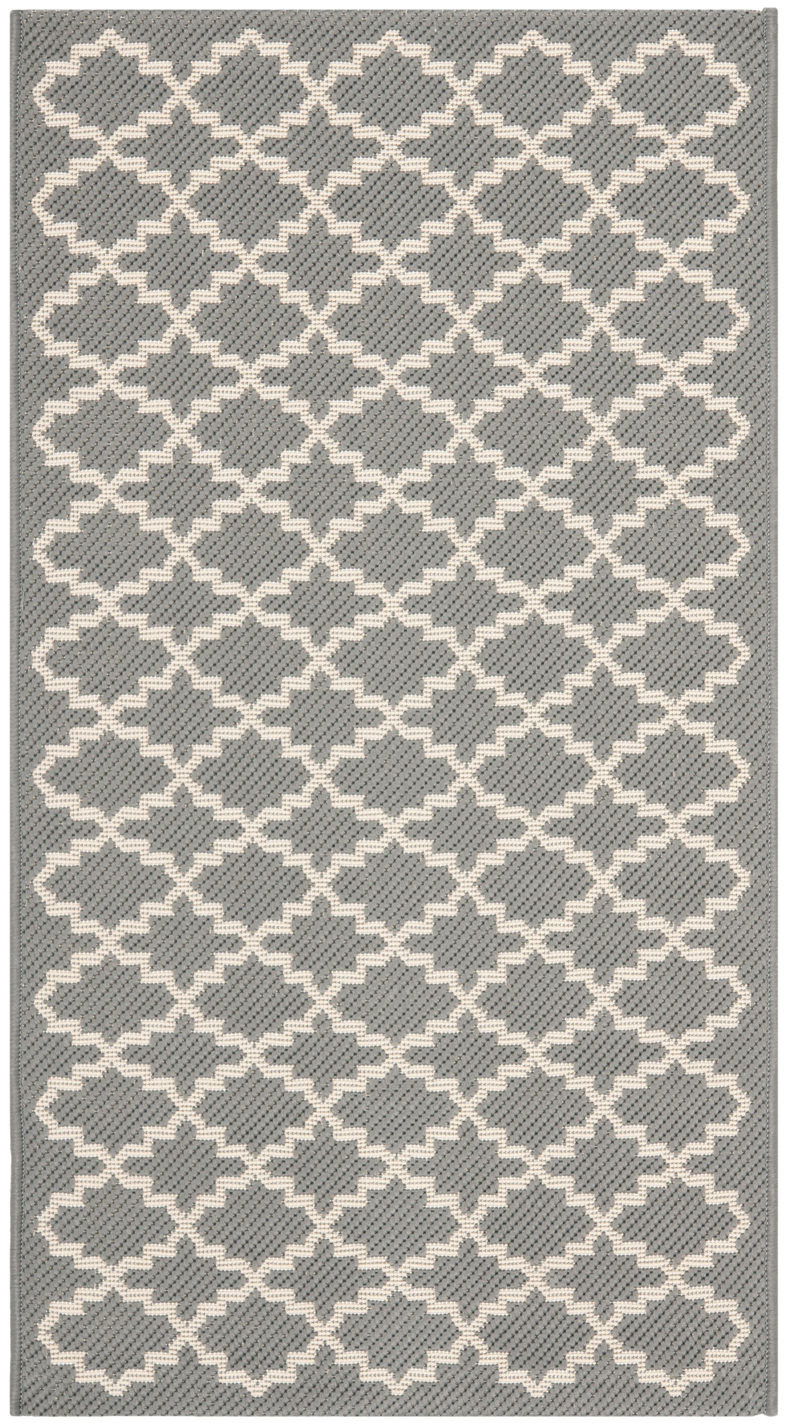 Anthracite and Beige Square Synthetic Easy Care Outdoor Rug
