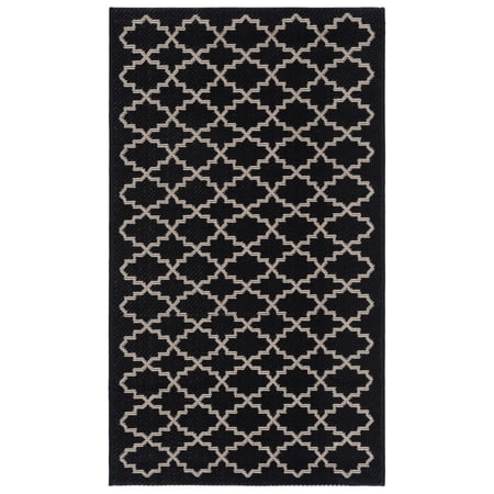 Safavieh Courtyard Hilbert Geometric Indoor/Outdoor Area Rug, Black/Beige, 2' x 3'7"