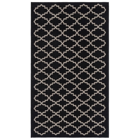 Safavieh Courtyard Hilbert Geometric Indoor/Outdoor Area Rug, Black/Beige, 2' x 3'7"