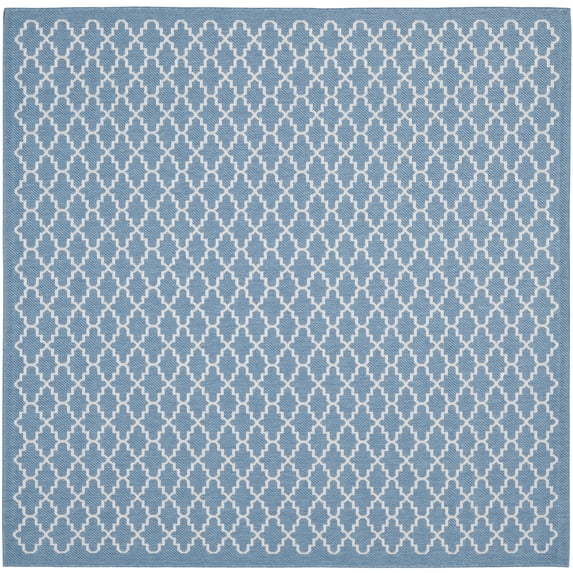 Safavieh Courtyard Hilbert Geometric Indoor/Outdoor Area Rug, Blue/Beige, 4' x 4' Square