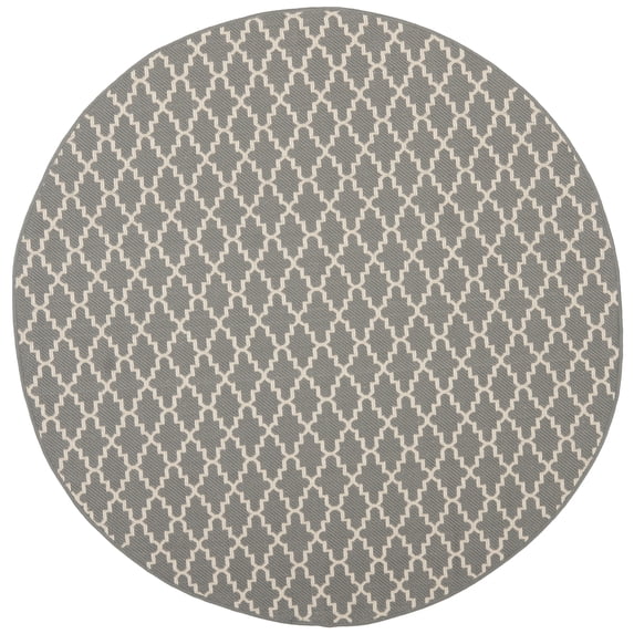 Safavieh Courtyard Hilbert Geometric Indoor/Outdoor Area Rug, Anthracite/Beige, 5'3" x 5'3" Round