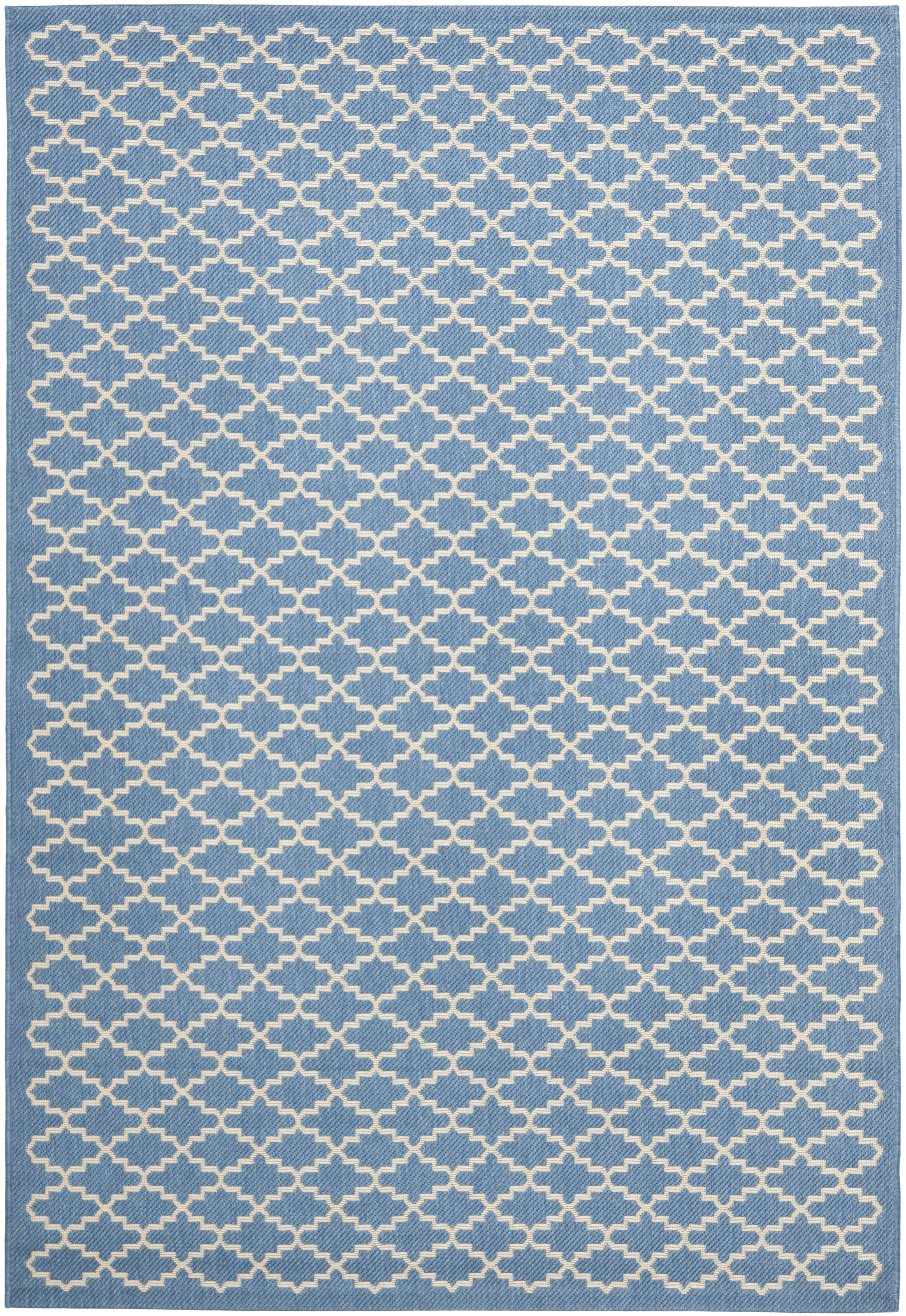 Coastal Breeze Blue and Beige Square Synthetic Easy-Care Rug