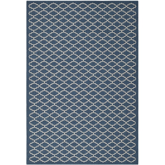 Safavieh Courtyard Hilbert Geometric Indoor/Outdoor Area Rug, Navy/Beige, 5'3" x 7'7"
