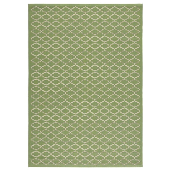 Safavieh Courtyard Hilbert Geometric Indoor/Outdoor Area Rug, Green/Beige, 6'7" x 9'6"