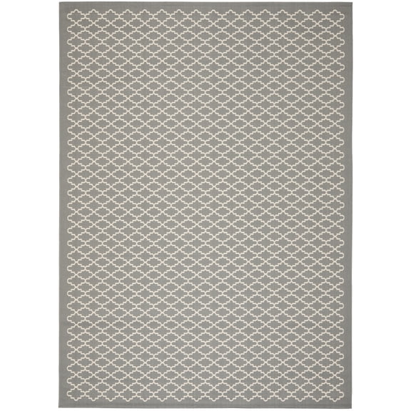 Safavieh Courtyard Hilbert Geometric Indoor/Outdoor Area Rug, Anthracite/Beige, 9' x 12'