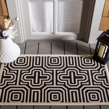 Safavieh Courtyard Holly Geometric Indoor/Outdoor Area Rug, Sand/Black, 2'7" x 5'
