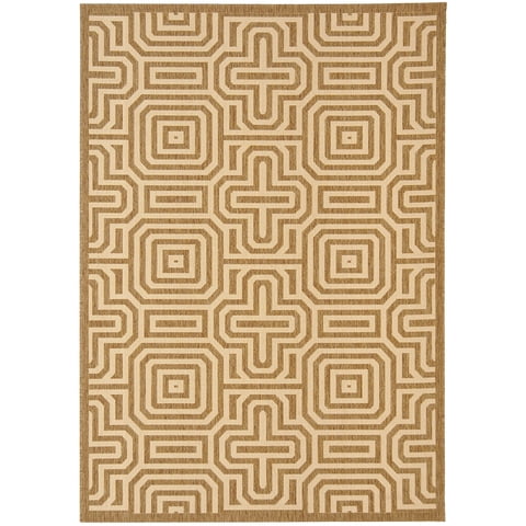 Safavieh Courtyard Holly Geometric Indoor/Outdoor Area Rug, Brown/Natural, 5'3" x 7'7"
