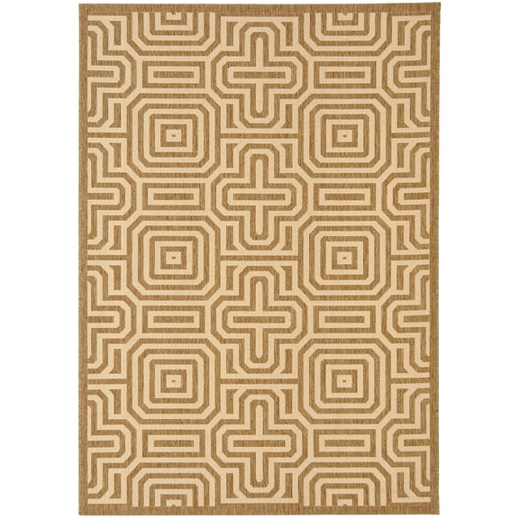 Safavieh Courtyard Holly Geometric Indoor/Outdoor Area Rug, Brown/Natural, 5'3" x 7'7"