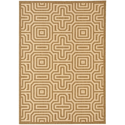 Safavieh Courtyard Holly Geometric Indoor/Outdoor Area Rug, Brown/Natural, 5'3" x 7'7"