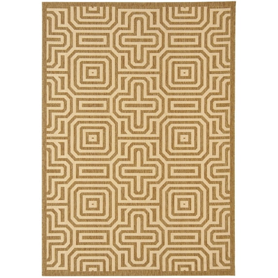 Safavieh Courtyard Holly Geometric Indoor/Outdoor Area Rug, Brown/Natural, 5'3" x 7'7"