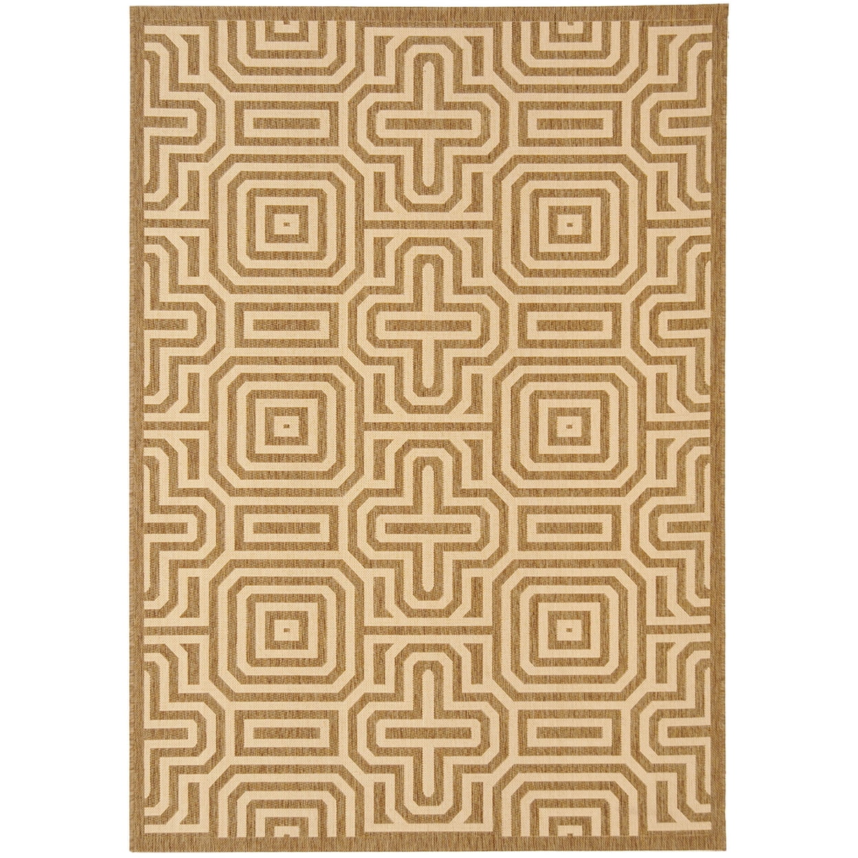 Brown and Natural Geometric Indoor/Outdoor Area Rug