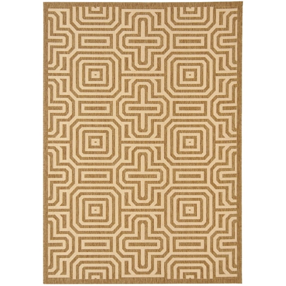 SAFAVIEH Courtyard Holly Geometric Indoor/Outdoor Area Rug, 8' x 11', Brown/Natural