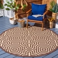 thumbnail image 1 of Safavieh Courtyard Holly Geometric Indoor/Outdoor Area Rug, Chocolate/Natural, 6'7" x 6'7" Round, 1 of 8