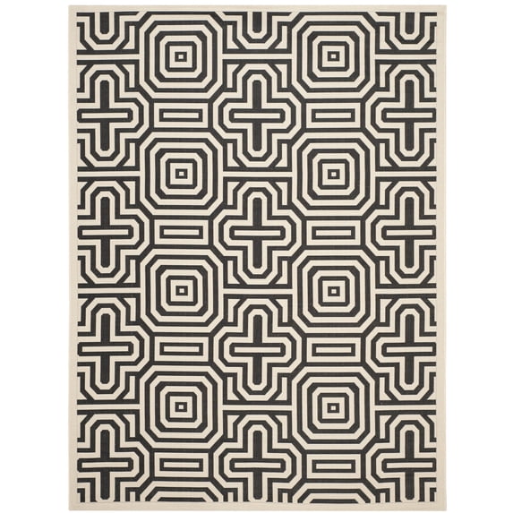 Safavieh Courtyard Holly Geometric Indoor/Outdoor Area Rug, Sand/Black, 9' x 12'