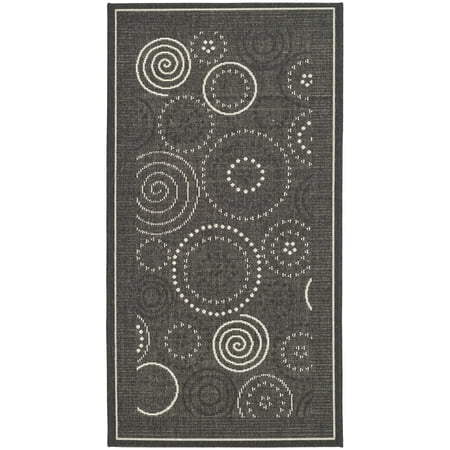 Safavieh Courtyard Hugo Oriental Indoor/Outdoor Area Rug, Black/Sand, 2'7" x 5'