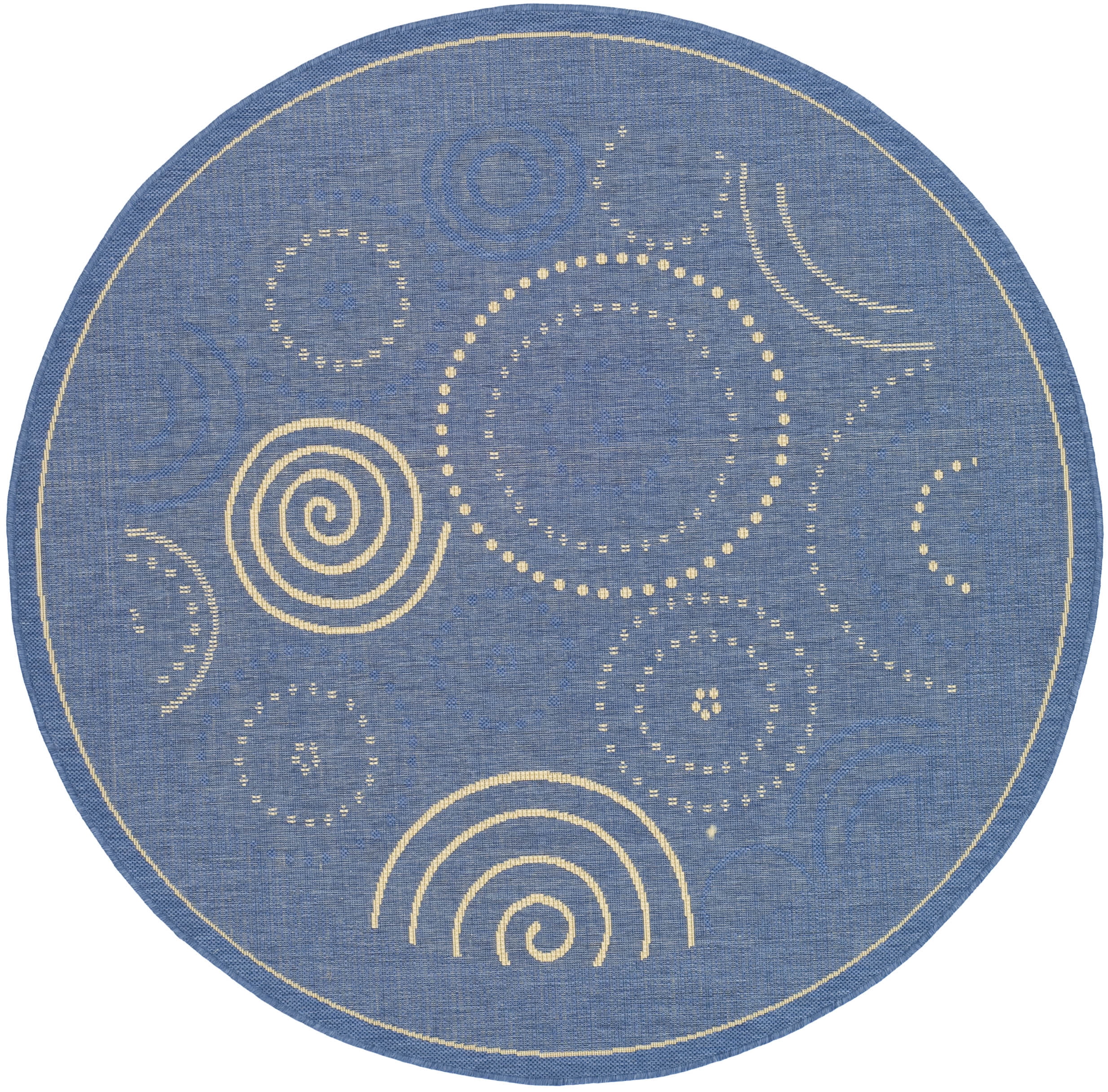 Safavieh Courtyard Hugo Oriental Indoor/Outdoor Area Rug, Blue/Natural, 5'3" x 5'3" Round