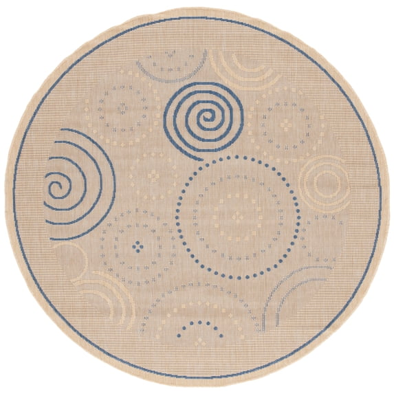 Safavieh Courtyard Hugo Oriental Indoor/Outdoor Area Rug, Natural/Blue, 5'3" x 5'3" Round