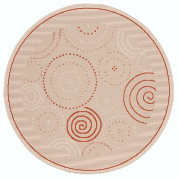 Safavieh Courtyard Hugo Oriental Indoor/Outdoor Area Rug, Natural/Terracotta, 5'3" x 5'3" Round