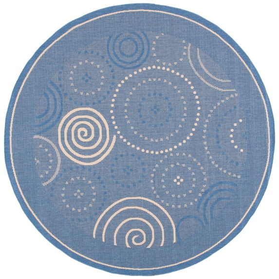 Safavieh Courtyard Hugo Oriental Indoor/Outdoor Area Rug, Blue/Natural, 6'7" x 6'7" Round