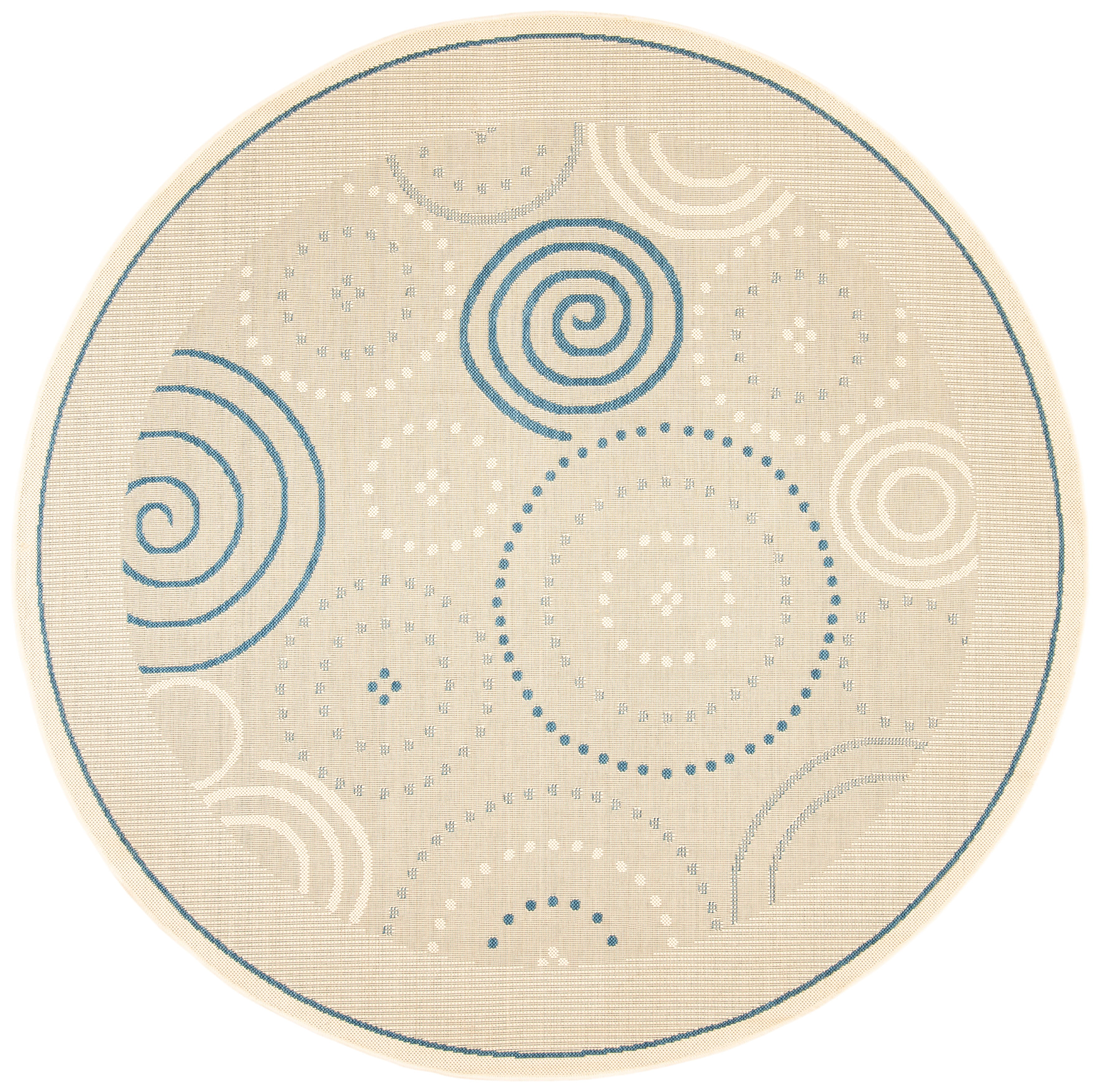 Safavieh Courtyard Hugo Oriental Indoor/Outdoor Area Rug, Natural/Blue, 6'7" x 6'7" Round