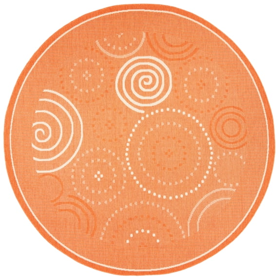 Safavieh Courtyard Hugo Oriental Indoor/Outdoor Area Rug, Terracotta/Natural, 6'7" x 6'7" Round