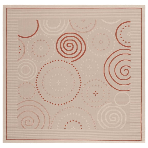 Safavieh Courtyard Hugo Oriental Indoor/Outdoor Area Rug, Natural/Terracotta, 6'7" x 6'7" Square