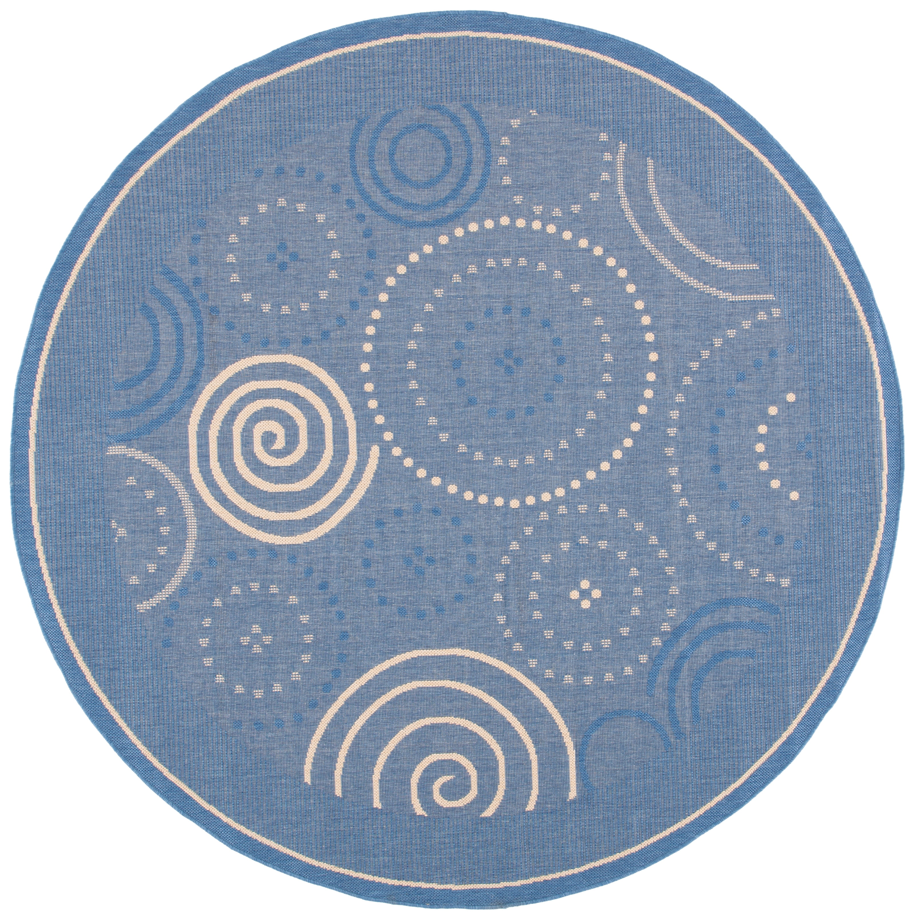 Safavieh Courtyard Hugo Oriental Indoor/Outdoor Area Rug, Blue/Natural, 7'10" x 7'10" Round