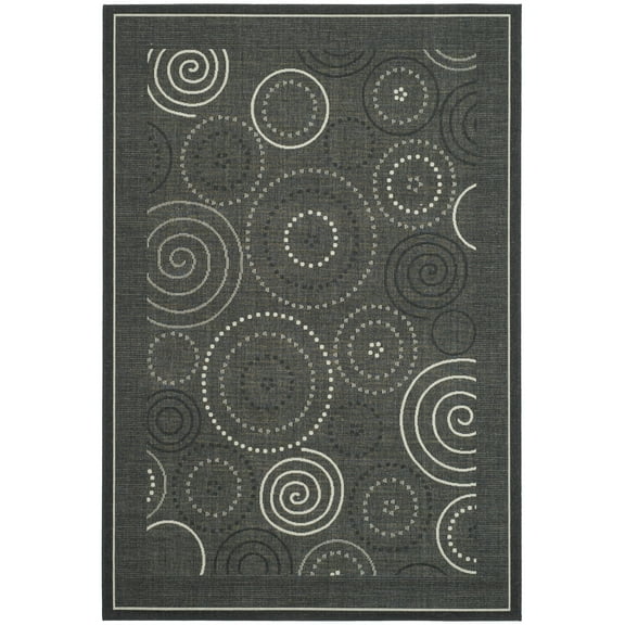 Safavieh Courtyard Hugo Oriental Indoor/Outdoor Area Rug, Black/Sand, 8' x 11'