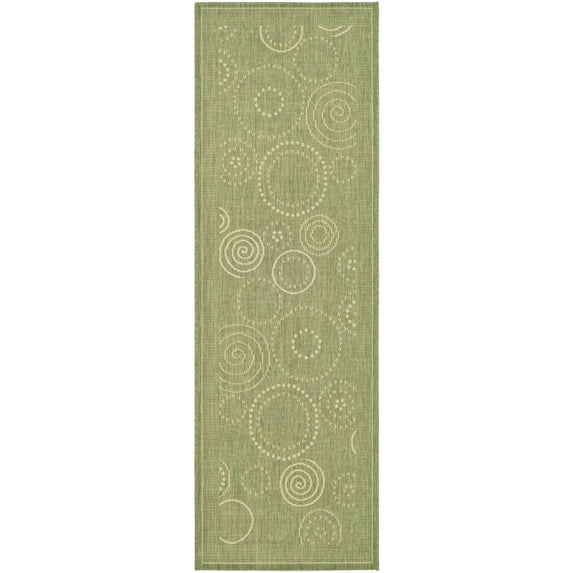 Safavieh Courtyard Hugo Oriental Indoor/Outdoor Runner Rug, Olive/Natural, 2'3" x 6'7"