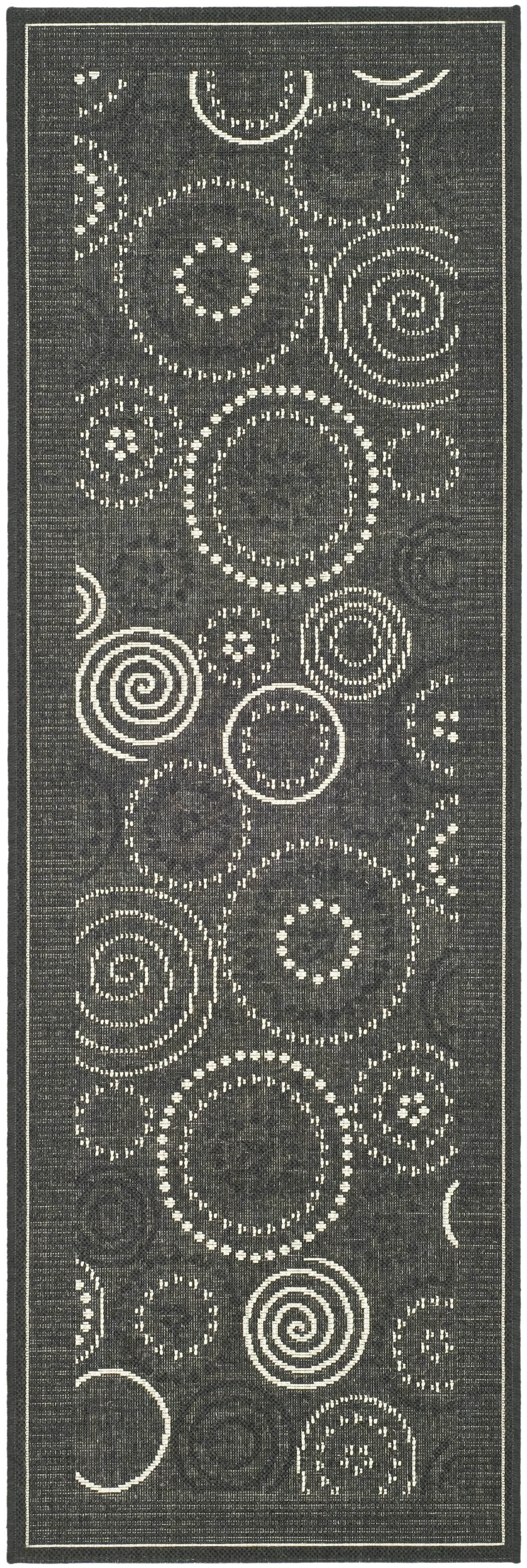 Safavieh Courtyard Hugo Oriental Indoor/Outdoor Runner Rug, Black/Sand, 2'3" x 12'