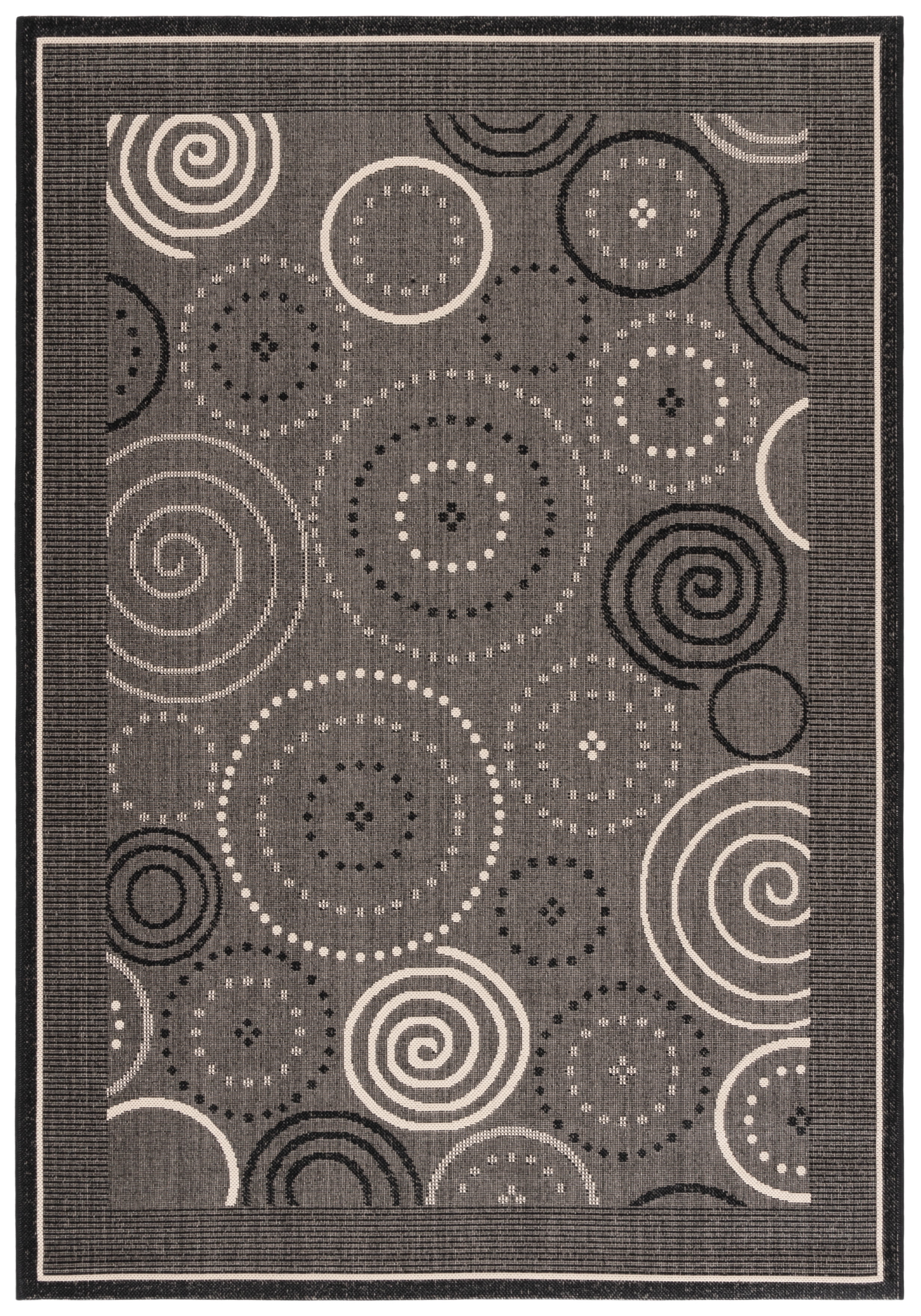 Safavieh Courtyard Hugo Oriental Indoor/Outdoor Area Rug, Black/Sand, 5'3" x 7'7"