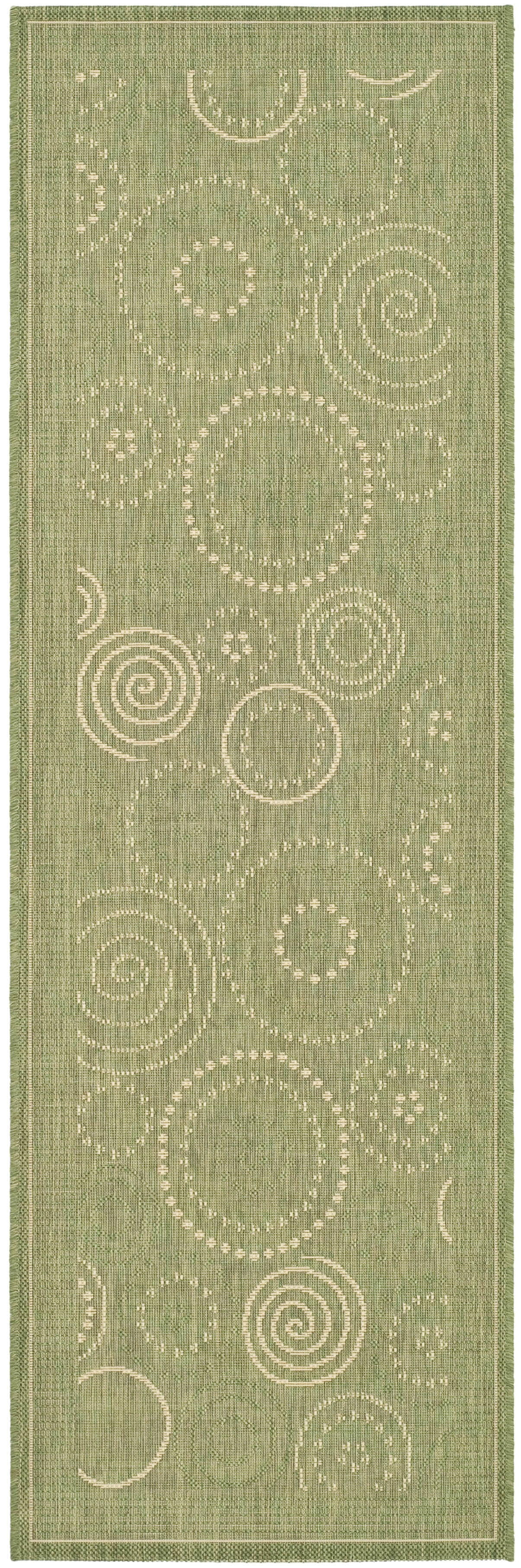 Safavieh Courtyard Hugo Oriental Indoor/Outdoor Runner Rug, Olive/Natural, 2'3" x 10'