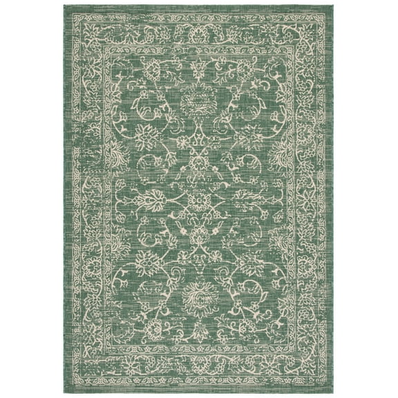 SAFAVIEH Courtyard Ilija Medallion Indoor/Outdoor Area Rug, Dark Green/Beige, 2' x 3'7"