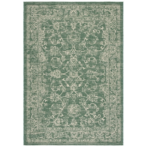 SAFAVIEH Courtyard Ilija Medallion Indoor/Outdoor Area Rug, Dark Green/Beige, 2' x 3'7"