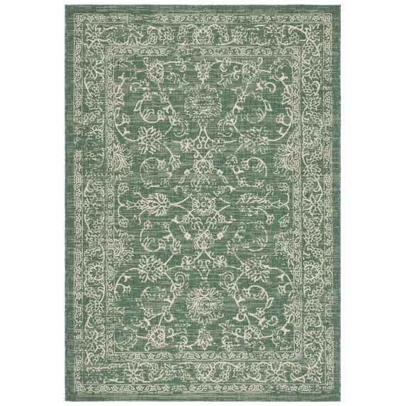 SAFAVIEH Courtyard Ilija Medallion Indoor/Outdoor Area Rug, Dark Green/Beige, 6'7" x 9'6"