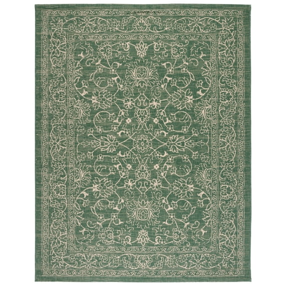 SAFAVIEH Courtyard Ilija Medallion Indoor/Outdoor Area Rug, Dark Green/Beige, 8' x 10'